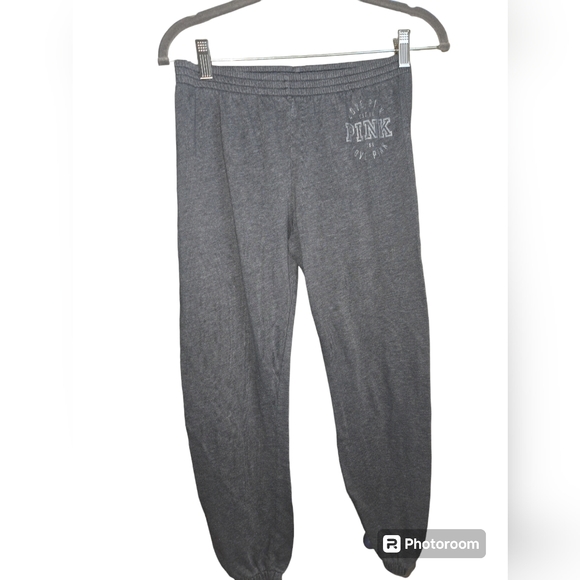 PINK Victoria's Secret Pants - VS PINK Women's XS Vintage 2014 Gray Lightweight Joggers Shiny Glitter Logo